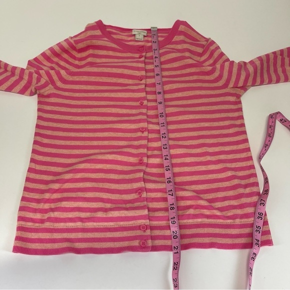 J Crew Caryn Cardigan Sweater Womens Size Small Pink Striped Round Neck Cotton - Picture 6 of 6